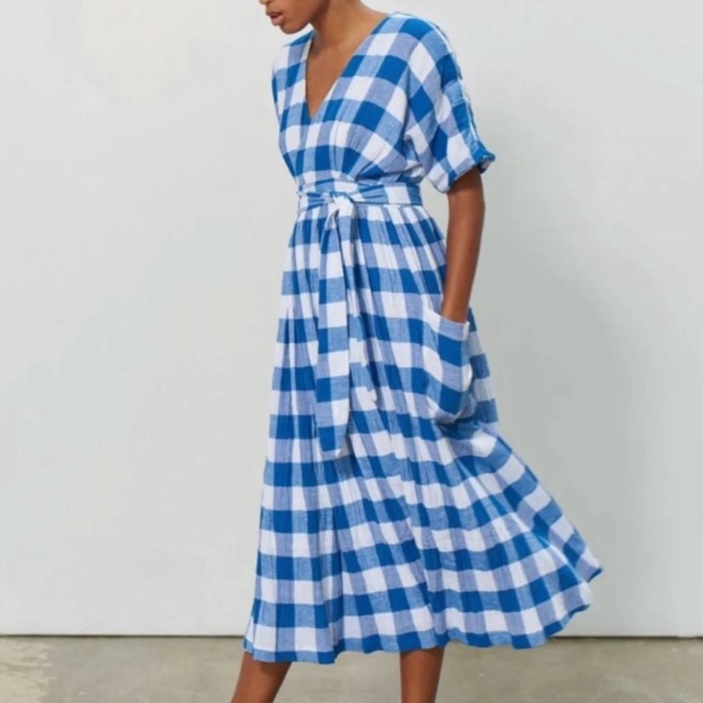 Mara Hoffman Ingrid Gingham Wrap Dress - Size Small - VGUC